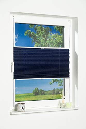 K-home Klemmfix-Plissee Blau 90 x 130 cm (B x L) Lichtschutz +++ Moderne Crushed Optik +++