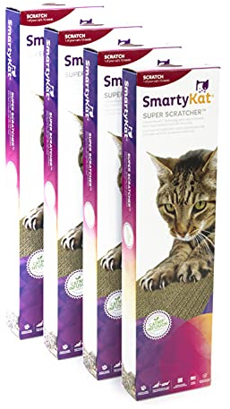 SmartyKat Super Scratcher Wide Corrugated Cat Scratcher for Cats & Kittens, Features Catnip Infusion Technology & Less Mess, Recycled Material, Brown