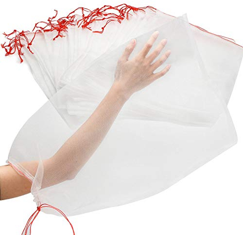 ENPOINT Bolsas protectoras de frutas de malla, 50 bolsas de frutas grandes de 14 x 21 pulgadas para árboles frutales, bolsa de red duradera para proteger sandía, melón, mango, albaricoque de insectos