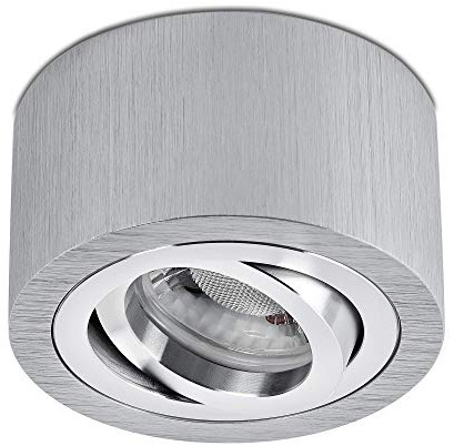 lambado® Premium LED Aufbauleuchte flach/Deckenstrahler Set inkl. 230V 5W Spots dimmbar - dezente Aufbaustrahler/Deckenspots (rund, alu gebürstet, schwenkbar)