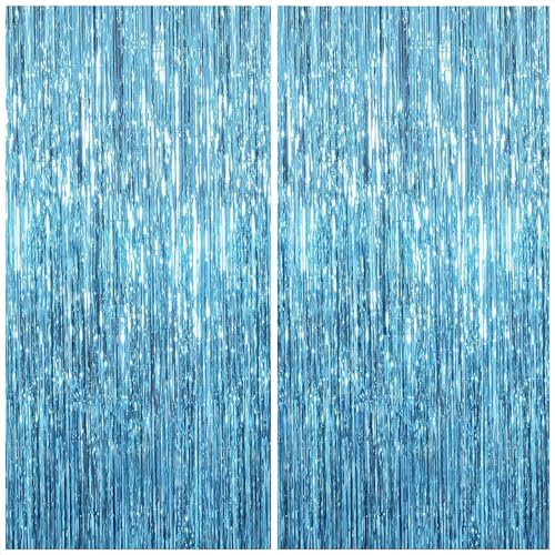 KatchOn, XtraLarge, Blauer Folien-Fransenvorhang, 90 x 200 cm, Blauer Hintergrundvorhang für Unterwasser-Party-Dekorationen, Ozeanhintergrund, blaugrüne Luftschlangen für