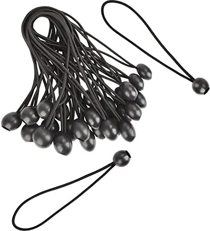 WANGCL 30 cuerdas elásticas de goma de 20 cm con bola para lona, pabellón, tienda de campaña, cortinas, valla de jardín, cubierta de invernadero, fijación de cubierta de remolque