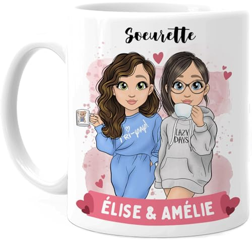 Tassenliebling Schwester Geschenk-Tasse personalisiert für kleine oder große Schwester - Schwesterherz - Sister , Weiß