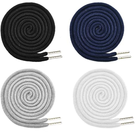 4 Stück Kordel für Jogginghose, 140 cm Kordelzug für Hoodie Polyester Band Universal Kordelenden Metall Ersatz-Saiten für Jacken Sweat Shirt Shorts Sporthosen Handtaschen