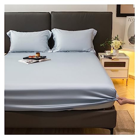 OBONG Premium Spannbettlaken 100% Tencel Lyocell Eukalyptusfasern Spannbetttuch for Allergiker Antibakteriell Ganzjahres Bettwäsche (Color : D, Size : King)
