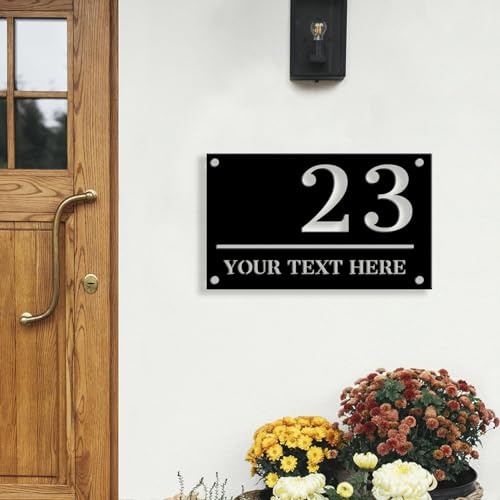 LZXSXZ Hausnummer, Personalisierte Hausnummer, Hausnummernschild mit Gravur Straßenname und Nummer, Wetterfest Rostfrei Anpassbare Hausnummer, Verschiedene Größen und Farbe zur Auswahl