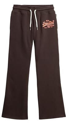 Superdry Damen Neon Vintage Logo Jogginghosen mit niedriger Leibhöhe und Schlag Bison Schwarz 40