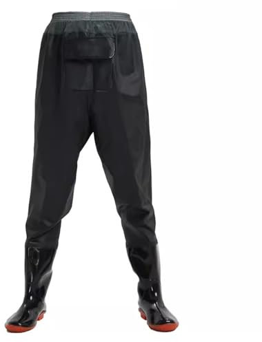 Watstiefel Herren-Wathose für Angeln, Halfter-Wathose mit Kordelzug, ultraleichte, Abriebfeste Angelhose mit Stiefeln (Color : Black, Size : 43 EU)