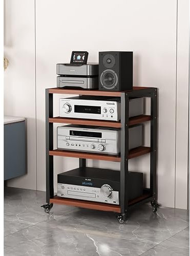 JIAHESHYP Estante Esquinero con Soporte Multimedia AV De 4 Niveles For Tocadiscos, Mueble Esquinero For TV con Estantes Ajustables, Torre De Audio Montada En Estante (Color : C)