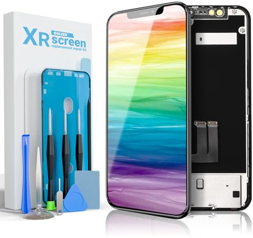 GULEEK Pantalla para iPhone XR, 6,1 LCD Pantalla Táctil 3D Digitalizador Asamblea con Kit de Herramientas Reparación y Vidrio Templado