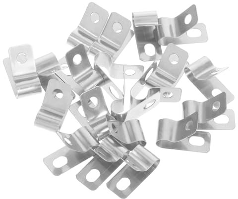 Anneome 20pezzi Clip Per Cavi in Acciaio Inox Forma r Per Fissaggio Sicuro Resistente Alte Temperature e Corrosione Applicazione Versatile Per Cavi Interni Ed Esterni