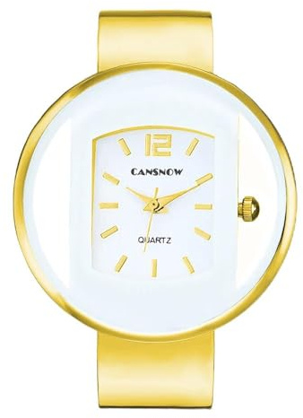 CANSNOW Sphärische Damen Spangenuhr Uhren Damen Armreif Armbanduhr Armspange Damenuhr mit modernem Metall-Armband