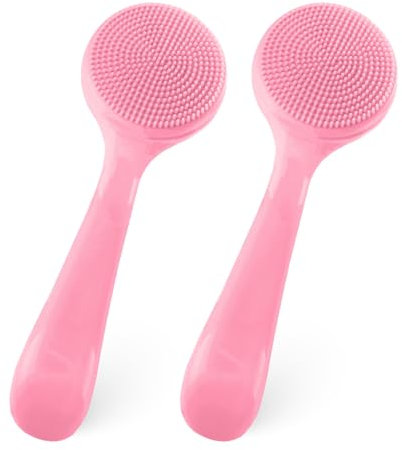 2Pack Silicone Face Brush Manual Face Scrub Exfoliating Brushes Soft Facial Brushes Waterproof Skin Friendly Face Cleaner Brush for Women Men Blackheads Makeup Residues Removal(Pink)