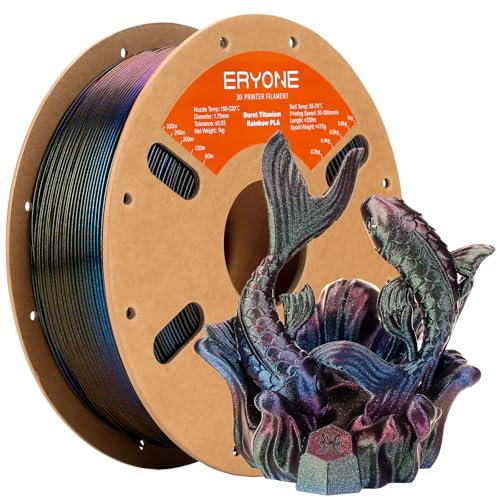 ERYONE Burnt Titanium Rainbow PLA Filament 3D Printer， 1.75mm +/-0.03mm, 1kg(2.2LBS)/Spool, Galactic