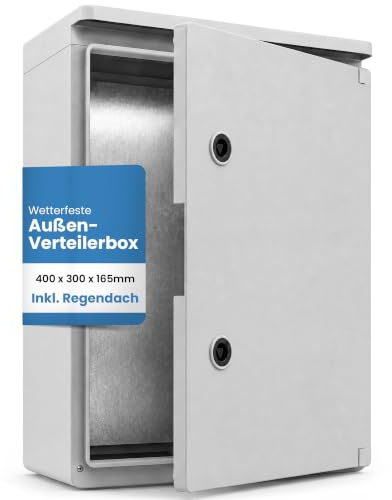 BOXEXPERT Verteilerkasten außen IP65 mit Regendach ABS Kunststoff 400x300x165mm Serie Fleet Roof wasserdicht Schaltschrank Stromkasten Schaltkasten Industriegehäuse grau