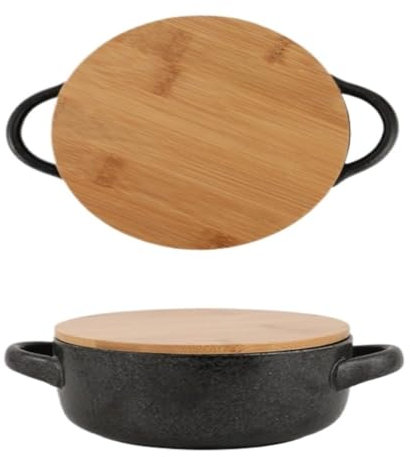 YGDYFDC Ensaladera Madera Vajilla De Cerámica De Doble Oreja, Ensaladera Ramen, Tazón De Sopa De Fideos De Caracol Con Tapa, Tazón De Fideos Instantáneos Ensaladera Portatil(Q,A(24 * 18 * 7.5cm))