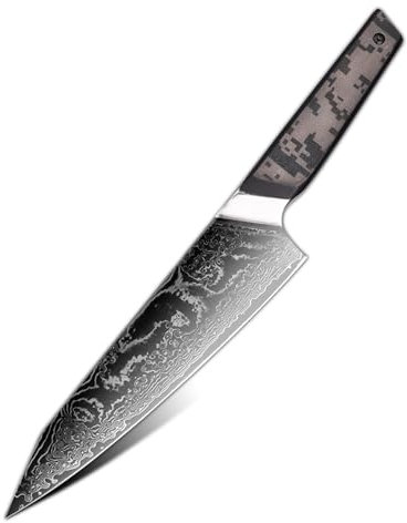 Couteau de Cuisine 67 Couches Damas VG10 Manche en Acier Japon Santoku Nakiri Kiritsuke Chef Couteau de Cuisine Utilitaire(DMS-300B Kiritsuke)