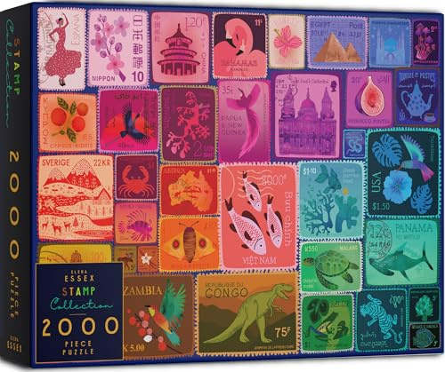 Elena Essex 2000 Teile Puzzle für Erwachsene - Stempelsammlung, 2000 Teile Puzzle, Puzzles für Erwachsene 2000, buntes Regenbogen-Farbverlaufspuzzle, Größe 98 x 76 cm