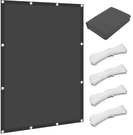 Sun Shade Sail Canopy 460 x 520 cm 98% UV Block with Free Rope Garden Screen Privacy Fence with Free Ropes Anti-Rain for Outdoor Patio Party, Dark Grey