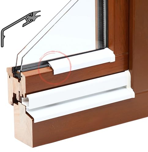 Flügelabdeckprofil für Holzfenster Wetterschenkel S Wetterschutzschiene Aluminium Fenster (Weiß (RAL9016), 40 cm (Länge inkl. Endkappen))