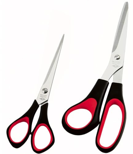 WEDO Linkshänder Scheren Set 2-teilig – 16 cm & 21 cm – Edelstahl Universalscheren mit Softgriff – ergonomisch, scharf, für Büro & Haushalt