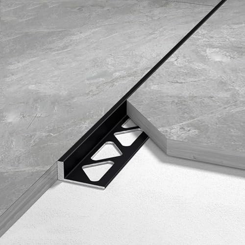 WJYWX Edge Protection L-profile Tile Rail, Long 125CM*2pcs Tile Edging Profile Tile Edging Strip For Ceramic Tiles, Floors, Paneling(Matte Black,18.6mmx125cm)