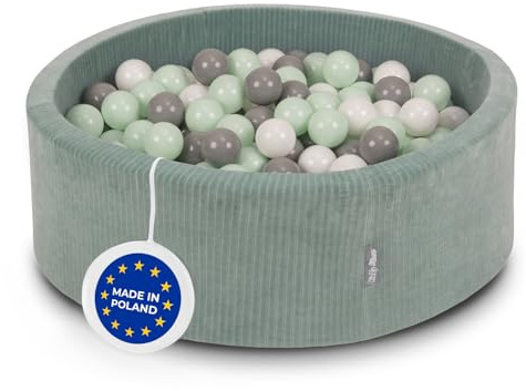 KiddyMoon Foam Ball Pit For Kids Round 90X30cm/200 Balls Baby Soft & Safe Toy