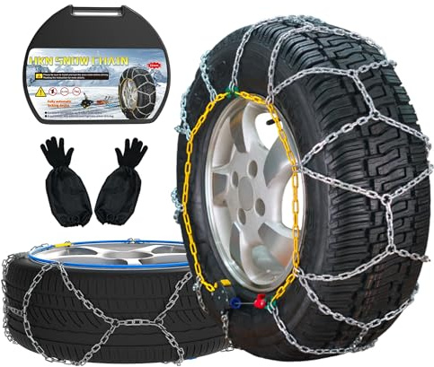 Automatiska snökedjor, 2 stycken x 12 mm, 1 minut snabb montering av snökedjor med automatisk spännare, universell nöddragningskedja för personbilar, pickuper och SUV:ar (HKN 170)
