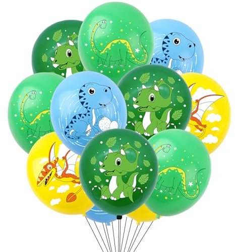DazzJoy 16 Stück Dino Luftballon, 12 Zoll Dino Ballon Geburtstag Deko, Luftballons Dinosaurier Geburtstag Deko, Latex Ballons Dinosaurier Deko Kindergeburtstag für Junge Mädchen Dschungel Party Deko