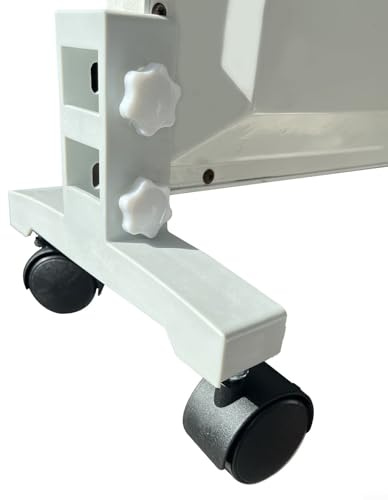 Jotekonoby Soporte de calentador infrarrojo portátil con pies ajustables y ruedas giratorias de 360° para movimiento, soporte resistente con barra de carga para oficina (blanco)
