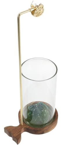 Uonlytech Porte-encens Vertical Bois avec Récupérateur de Cendres Verre Brûleur Encens à Refoulement pour Relaxation Décoration Zen pour Maison et Salle de Yoga