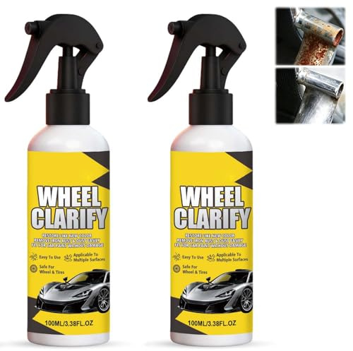 Wheel Iron & Brake Dust Remover Spray, 100ml Alloy Rim Cleaner for Car Paint & Wheels, Multi-Surface Formula, Simple Application for Vehicle Care (2pcs)