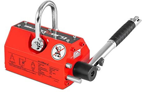 Steinberg Systems Lifting Magnet, Magnetic Lifter, 300 kg Capacity | Magnetism Without Electricity, for Use Within Industrial, Logistical and Construction Sectors, Manual Lever Operation