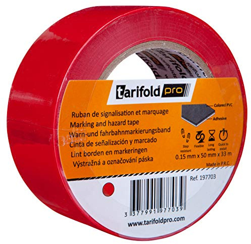 Tarifold - Nastro adesivo per pavimento, segnaletica di sicurezza, colore: rosso, rotolo 50 mm x 33 m, 50 mm x 33 m