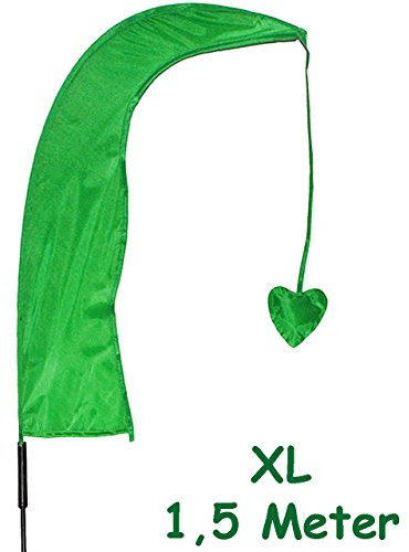 alles-meine.de GmbH 3 Stück XL - 1,5 m - Windfahnen/Balifahnen - GRÜN - mit Fahnenstange - UV-beständig & wetterfest - Windrichtungsanzeige - aus Nylon/Flagge Windricht..