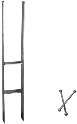 feuerverzinkte H-Anker, Pfostenträger, Pfostenanker, Pfostenschuhe, Carport, H-Träger, mit Schrauben (Länge: 800mm, Gabelweite: 141mm)