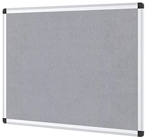 VIZ-PRO Notice Board Felt Grey, Silver Aluminium Frame, 90 X 60 cm