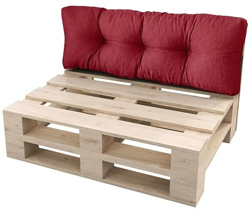 sunnypillow Palettenkissen für Gartenmöbel - Rückenkissen 120 x 40 cm - Rückenpolster für Bett und Sofa - Palettenpolster für Palettenmöbel - Gesteppte Gartenkissen - Rückenlehne, Kissen Rot