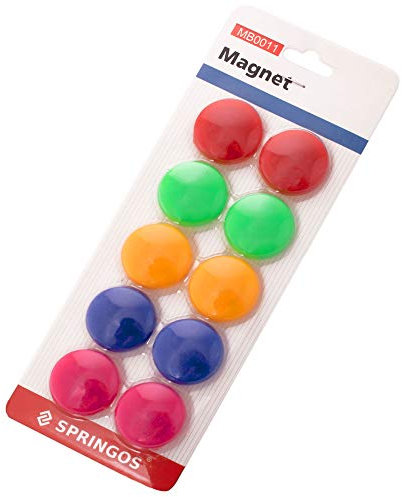 SPRINGOS Magneten für Whiteboard Zubehör 10 Stück Memoboard, Bunte Magneten 30 mm, Haftmagneten für Kühlschrank