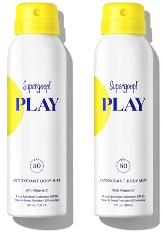 Supergoop! PLAY SPF 50 Antioxidant Body Mist w/Vitamin C - 3 fl oz, 2 Pack - Broad Spectrum Sunscreen Spray - Great for Active Days