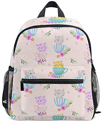 Chaton Tasse De Café Chat Sac à Dos Enfant Sac d'École Maternelle Préscolaire Étudiant Scolaire Cartable pour Les d'Âge de La Âgés de 2 à 7 Ans Garçons Filles