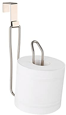 SunnyPoint Over The Tank Toilet Tissue Paper Roll Holder Dispenser and Reserve for Bathroom Storage and Organization - Metal, Hanging, Holds 1 Roll (Satin Nickel)