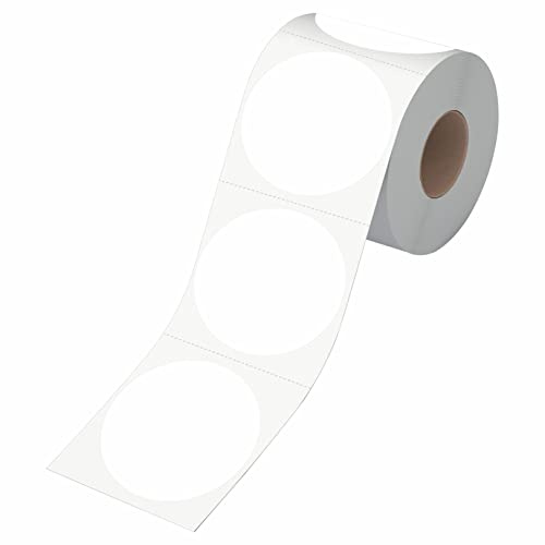 500 Stück runde weiße Inventaraufkleber, Kreispunkte Farbkennzeichnungs etiketten mit Perforationslinie in einer Rolle (7.6 cm Durchmesser)