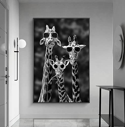 NIUBB Leinwanddruck Giraffe Bild Leinwanddrucke Malerei Ölbild für Zuhause, moderne Dekoration, Dekodruck 55x80cm Kein Rahmen