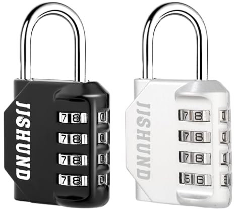 2 Pezzi Lucchetto Combinazione a 4 Cifre, Lucchetto Armadietto Impermeabile Lucchetto con Combinazione in Metallo per Cassetto Palestra Cassetta Degli Attrezzi (Nero,Argento)