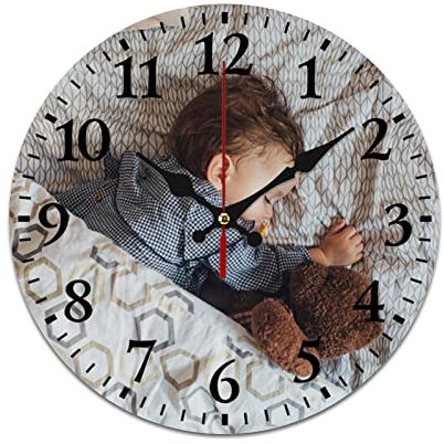SXLONG Personalisierte Wanduhr, Stille Wanduhr für Kinder, Personalisierte Fotouhr zum Aufhängen, Fotowanduhren für Wohnzimmerdekoration mit Foto, Fügen Sie Ihr Bild/Foto/Logo/Jedes Design hinzu