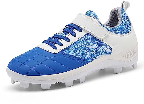 SDEQA Cricketskor för herrar Gummisula Spike Atomic Hockey Sport Studs Skor för Astro Turf Sports Hockey Field & Outdoor Trekking,Blue,39 EU