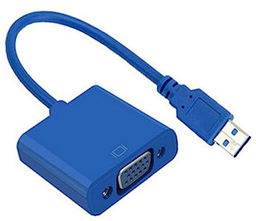 Hemobllo Câble Adaptateur USB vers Vga Convertisseur Affichage Vidéo Externe Bleu Connecteur pour Moniteur Secondaire