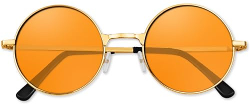 BOUBONI Hippie Sunglasses 70s Round Hippie Glasses Party Decoration Sunglasses for Women with Colored Glasses Cloth (Orange)