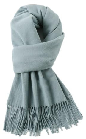 Wambere 200cm x 68cm Damen Winter Warmer Schal mit Quasten,Fransenschal Pashmina Scarves Fransentücher Damentuch Stola Halstuch für Tägliches Tragen Outdoor Aktivitäten Radfahren Spaziergang,Hellblau